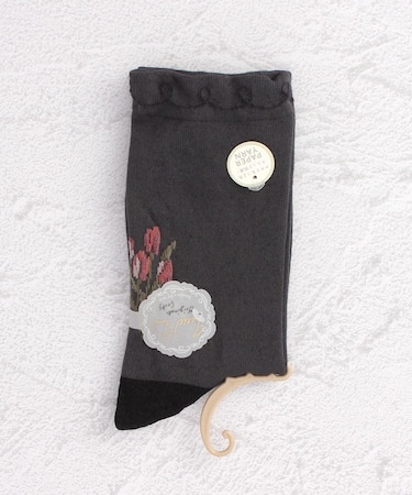 ◆PP 2面紙糸 フラワークルーソックス