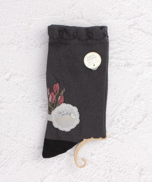 ◆PP 2面紙糸 フラワークルーソックス