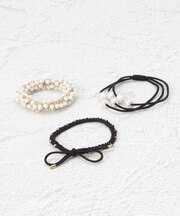 ヘアゴム パール調編み 3P