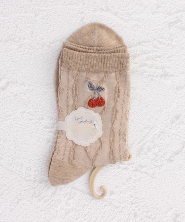 ◆PP サガラ刺繍 チェリークォーターソックス