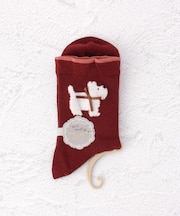 ◆PP フワフワテリア リボン付クォーターソックス