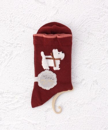 ◆PP フワフワテリア リボン付クォーターソックス