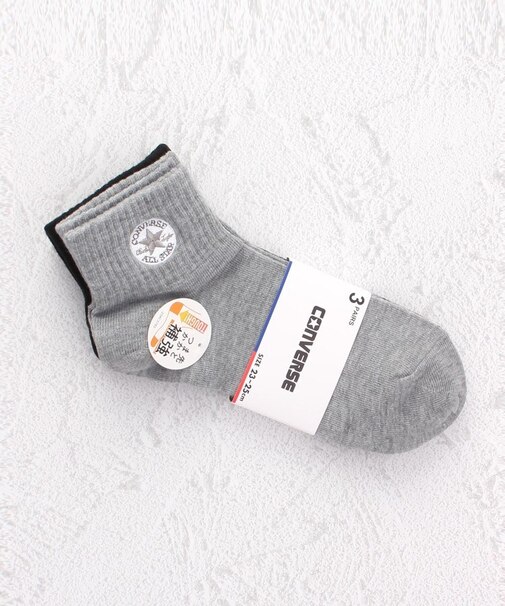 CONVERSE パッチ刺繍ショート クォーターソックス 3P