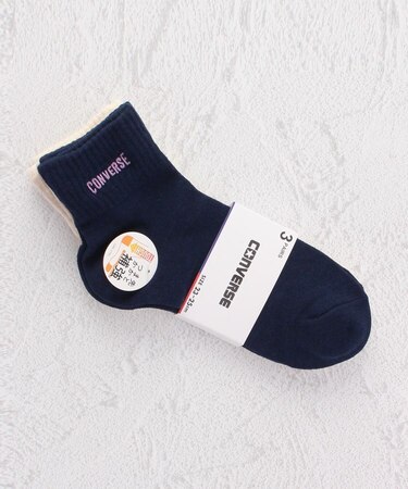 CONVERSE ロゴ刺繍ショート クォーターソックス 3P