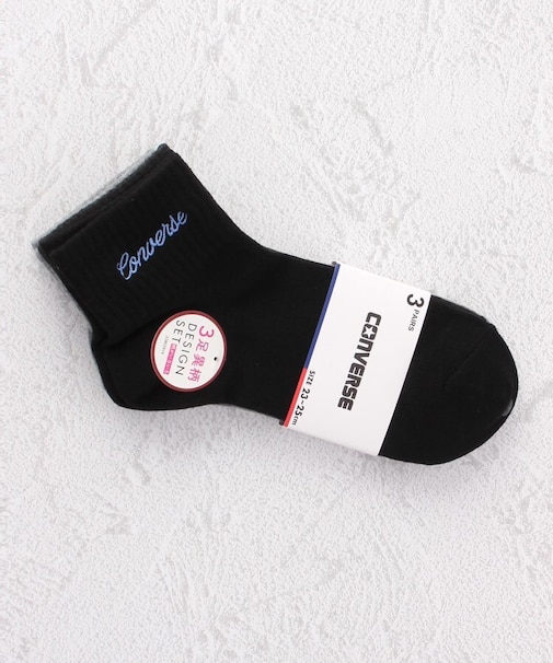 CONVERSE 異柄刺繍ショート クォーターソックス 3P