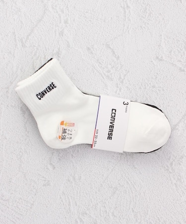 CONVERSE ロゴ刺繍ショート クォーターソックス 3P