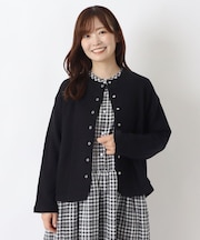 コットン裏毛 裾ラウンドカーディガン