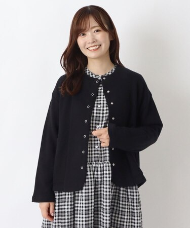 コットン裏毛 裾ラウンドカーディガン