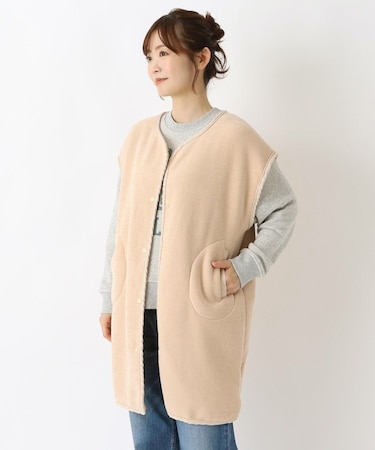【あったか】モールヤーン ボアロングベスト