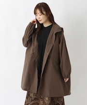 コットンワッシャー フード付きコート