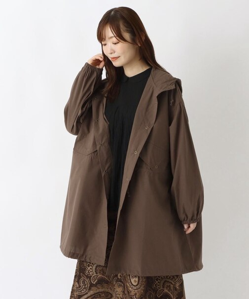 コットンワッシャー フード付きコート