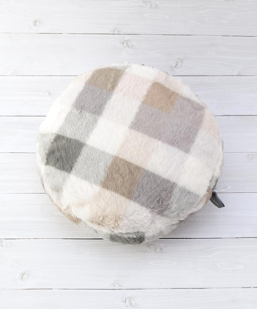 ブロックチェック ラウンドクッション