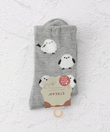 ◆シマエナガ部分モールクルーソックス