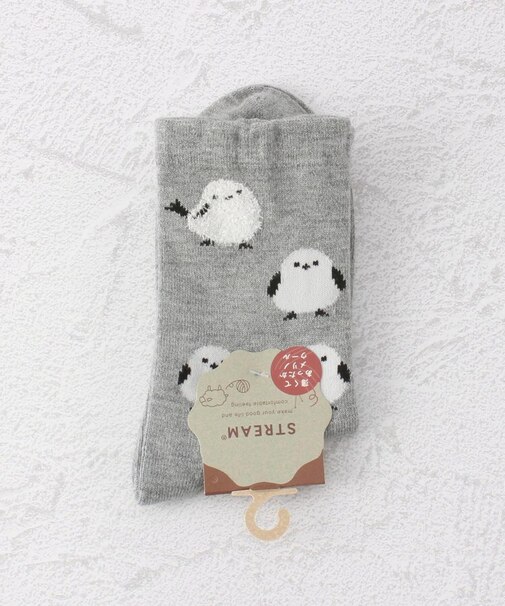 ◆シマエナガ部分モールクルーソックス