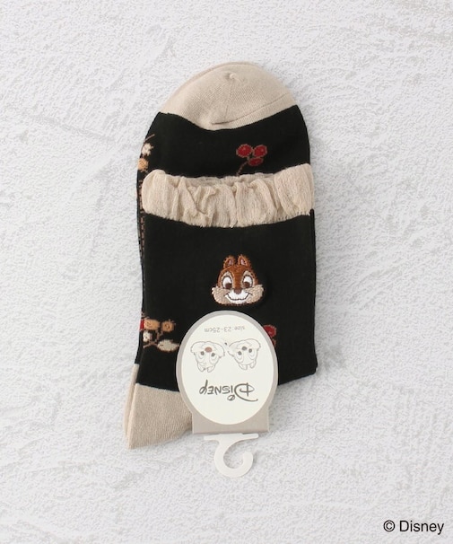 ◆【ワンズテラス限定】ディズニー 『チップ＆デール』 左右異刺繍クォーターソックス