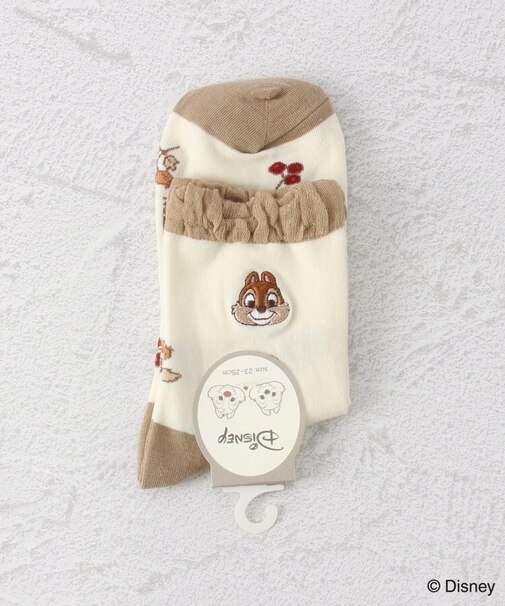 ◆【ワンズテラス限定】ディズニー 『チップ＆デール』 左右異刺繍クォーターソックス