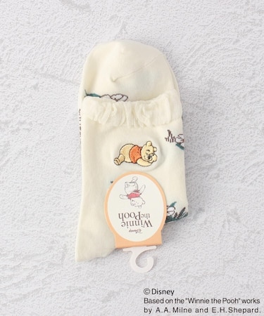 ◆【ワンズテラス限定】ディズニー 『くまのプーさん』 刺繍花柄クォーターソックス