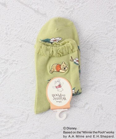 ◆【ワンズテラス限定】ディズニー 『くまのプーさん』 刺繍花柄クォーターソックス