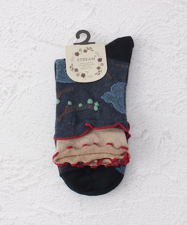 ◆鳥シルエット柄クルーソックス