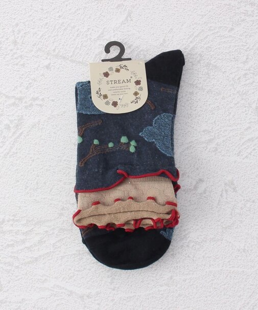 ◆鳥シルエット柄クルーソックス