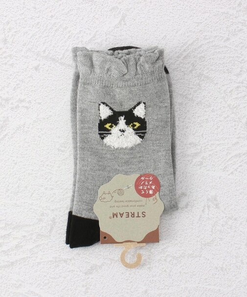 ◆ねこ部分モールクルーソックス