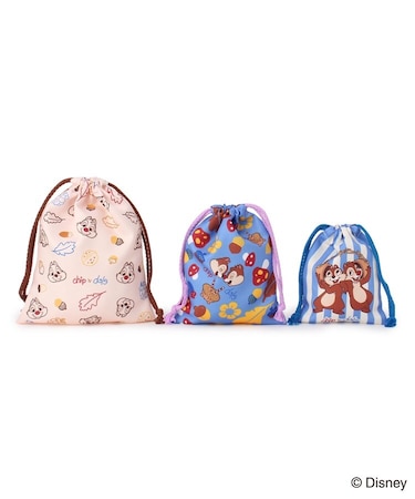 ディズニー 『チップ＆デール』 巾着 3P