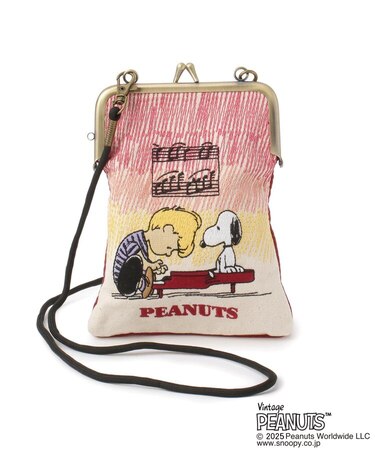 SNOOPY 畳刺繍縦型ペンポーチ がま口