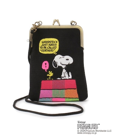 SNOOPY 畳刺繍縦型ペンポーチ がま口