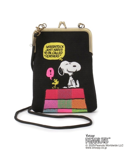 SNOOPY 畳刺繍縦型ペンポーチ がま口