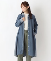 デニム&ヒッコリーサイドポケット付きワンピース
