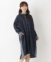 デニム&ヒッコリーサイドポケット付きワンピース