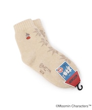 ◆【あったか】MOOMIN ホームソックス ヘアリミイ刺繍雪柄