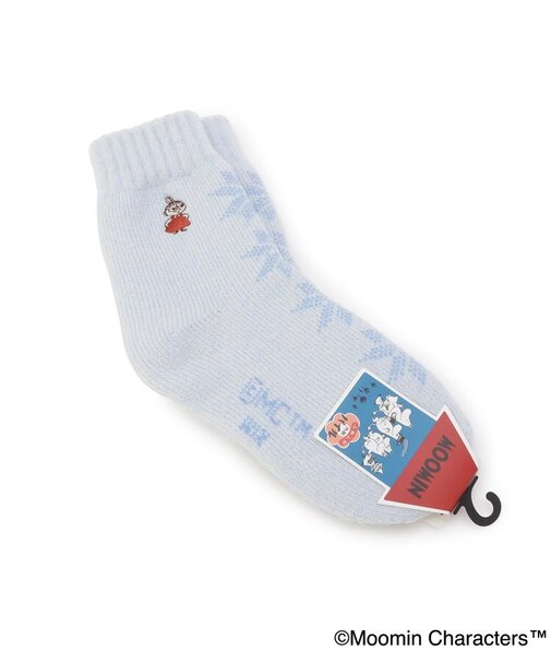 ◆【あったか】MOOMIN ホームソックス ヘアリミイ刺繍雪柄