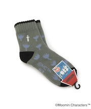 ◆【あったか】MOOMIN ホームソックス フワP ニョロ刺繍花