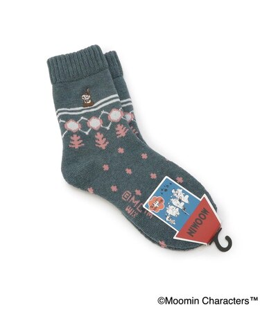 ◆【あったか】MOOMIN ホームソックス 毛mix ミイ刺繍