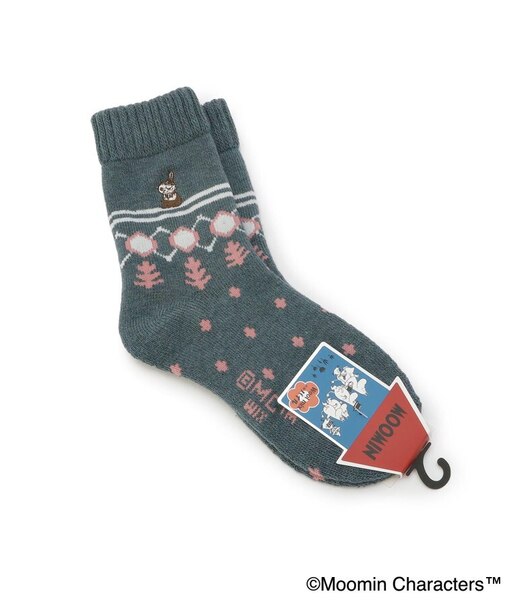 ◆【あったか】MOOMIN ホームソックス 毛mix ミイ刺繍