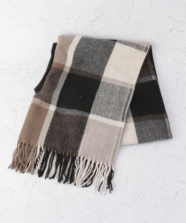 【あったか】袖穴付きチェックストール