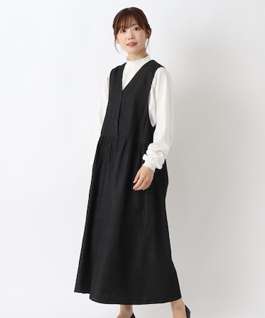 Vあき ロング丈ノースリーブワンピース