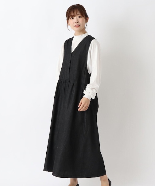 Vあき ロング丈ノースリーブワンピース