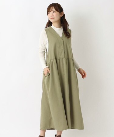 Vあき ロング丈ノースリーブワンピース
