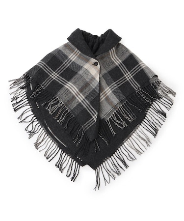 【リンネル12月号掲載】チェック柄　リバーシブルギャザーケープ