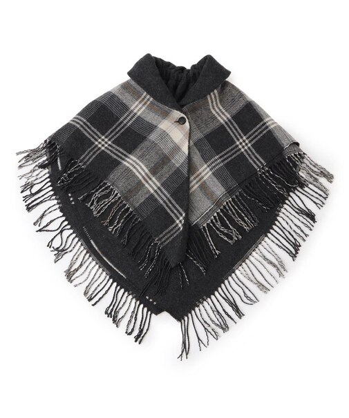 【リンネル12月号掲載】チェック柄　リバーシブルギャザーケープ