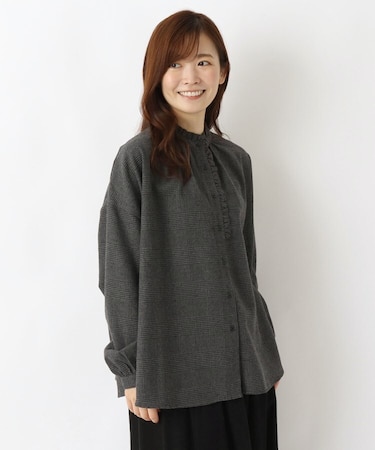 【リンネル12月号掲載】ネル前開きフリルブラウス