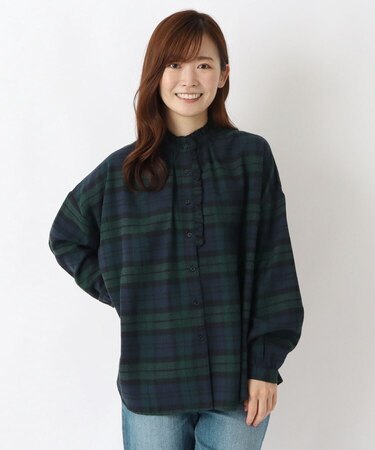 【リンネル12月号掲載】ネル前開きフリルブラウス