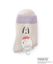◆SNOOPY 顔刺繍 内パイルソックス