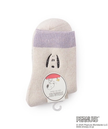 ◆SNOOPY 顔刺繍 内パイルソックス