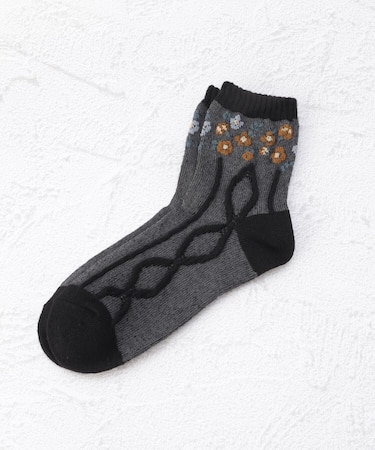 ◆あなたに優しい 花ケーブル クォーターソックス