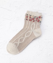 ◆あなたに優しい 花ケーブル クォーターソックス