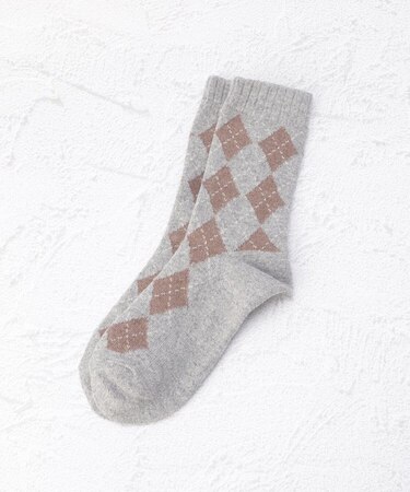 ◆ラテミルク アーガイル総柄 クルーソックス