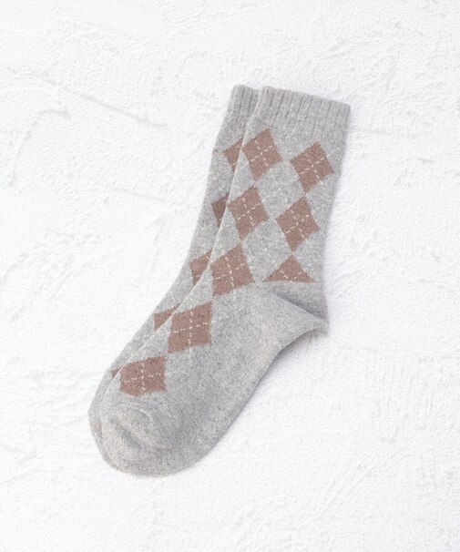 ◆ラテミルク アーガイル総柄 クルーソックス